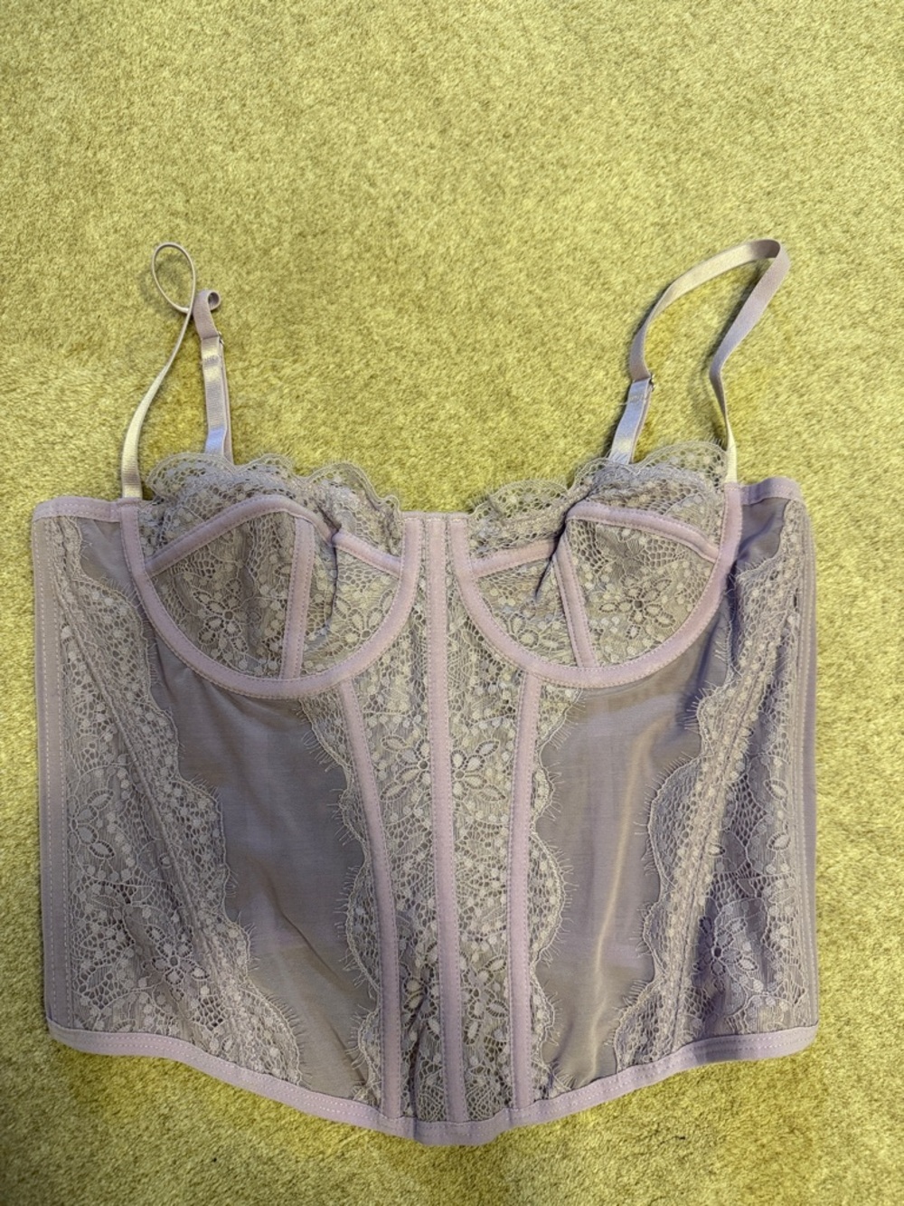Lace Longline Bustier Corset Top - Lavender